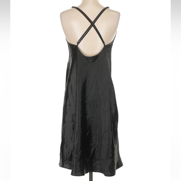 Victoria’s Secret Black Satin Slip Dress - LBD Spaghetti Strap Midi - Size M - Picture 2 of 9